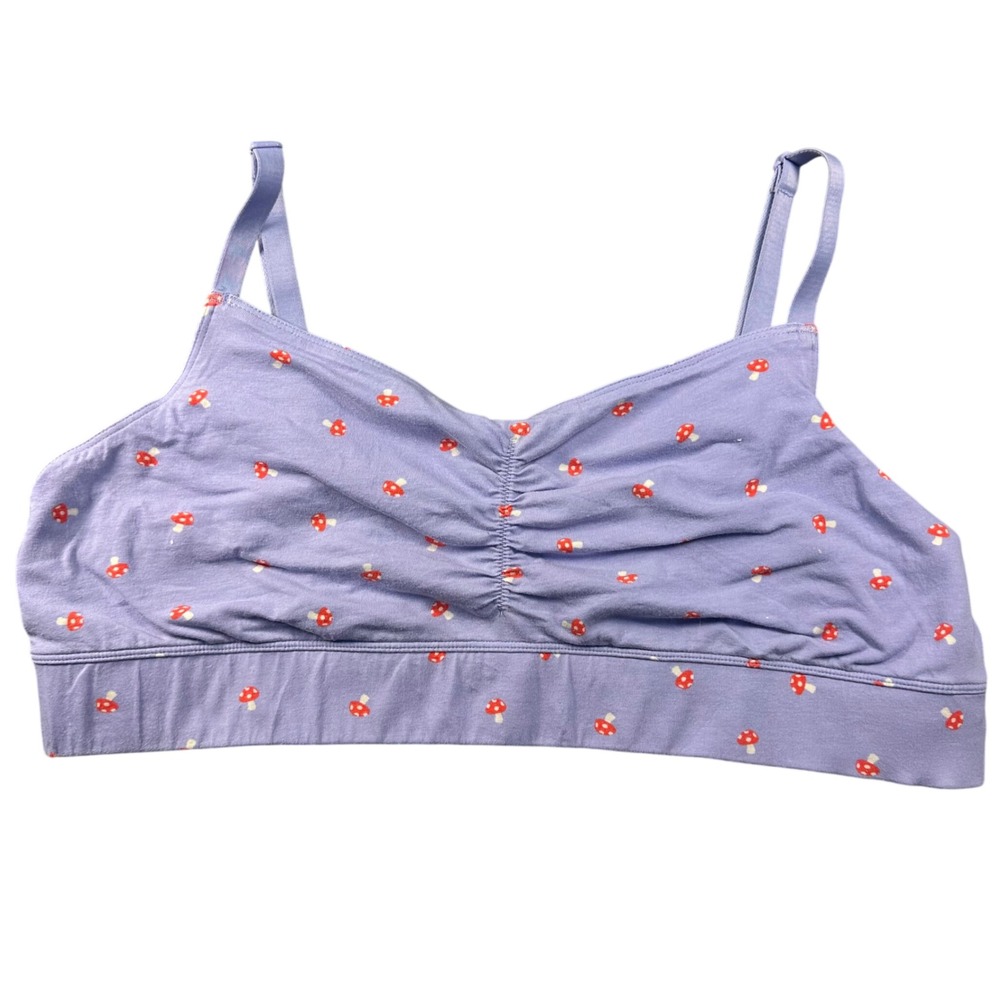 Duluth Trading Co Free Range Organic Cotton Mushroom Bralette Purple XL